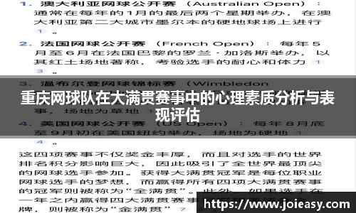 重庆网球队在大满贯赛事中的心理素质分析与表现评估