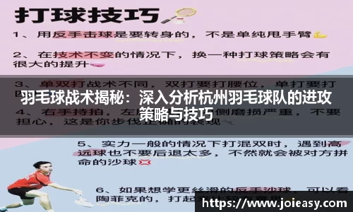 羽毛球战术揭秘：深入分析杭州羽毛球队的进攻策略与技巧