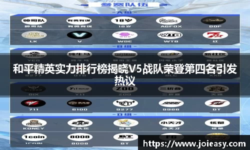 和平精英实力排行榜揭晓V5战队荣登第四名引发热议